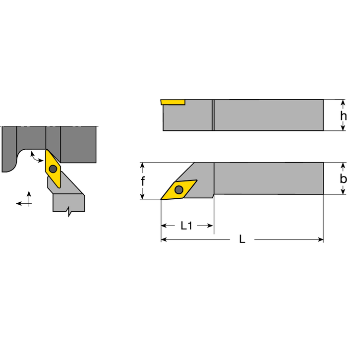 Klemmhalter SVGC-R 1010 M07, Anstellwinkel 90°, für Drehplatten VC.T0702.. - 2
